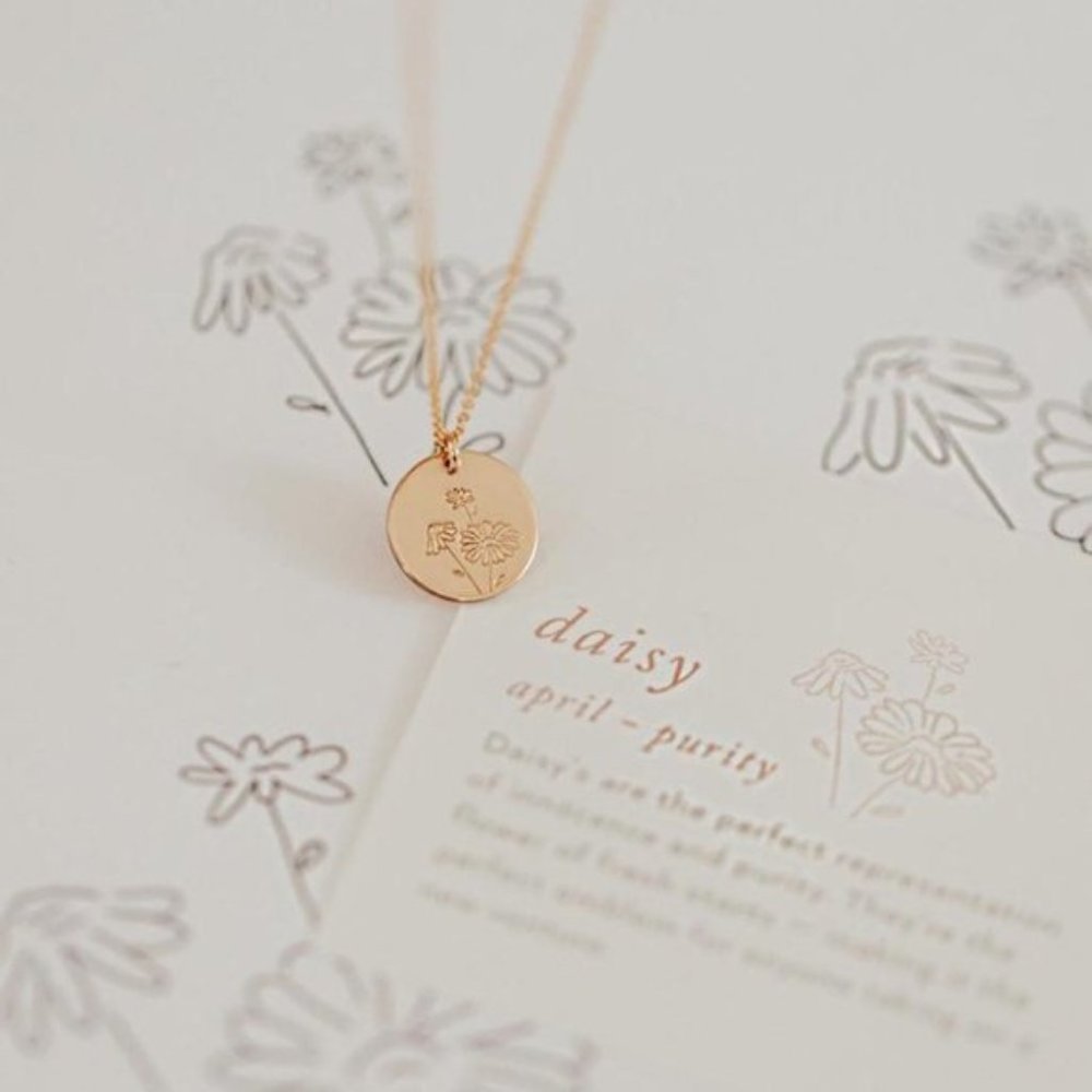 April Daisy Bohemian Birth Flower Charm Necklace - Picture 5 of 14